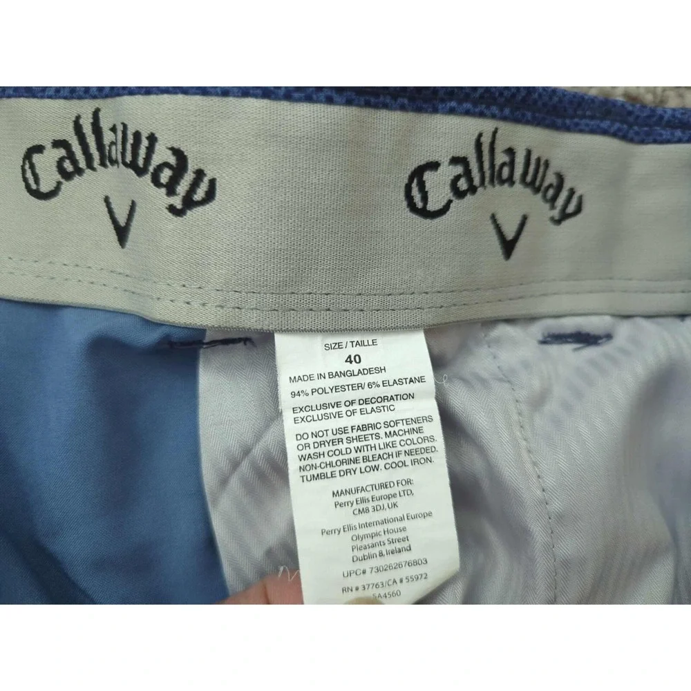 Callaway‎ Chino Shorts Mens 40 Blue Pockets Logo Athletic Golf Casual